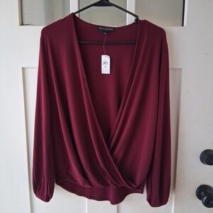 Banana Republic Wine Wrap-Style Blouse
